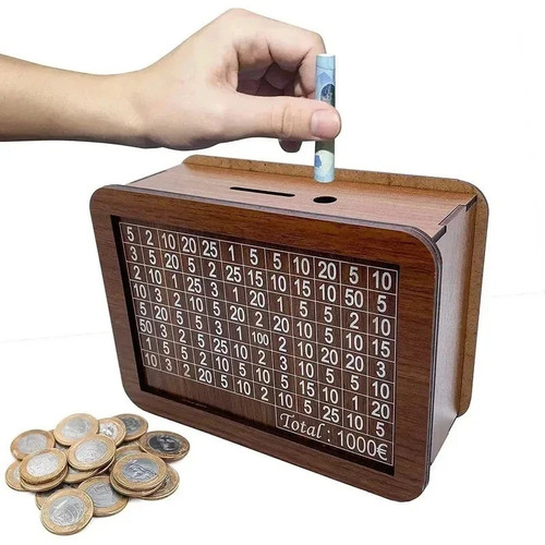 Wooden money box with - with, counter