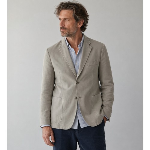 Mens khaki linen blend - linen,
