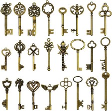 24Pcs Large Antique Bronze Skeleton Keys Rustic Key for Wedding Decoration... 