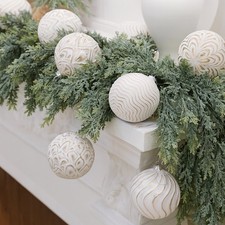 6 Antique White Gold Christmas Baubles Xmas Tree Balls Decoration Ornament 2025