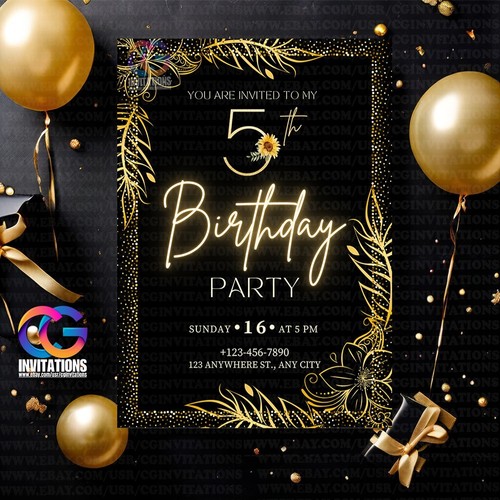 Birthday party editable canva - party,