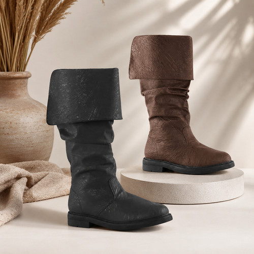 Men medieval leather - leather, boots