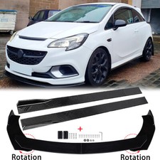 For Vauxhall Opel Corsa E D Gloss Front Bumper Lip Spoiler Splitter + Side Skirt