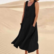Women Sleeveless Solid Dress