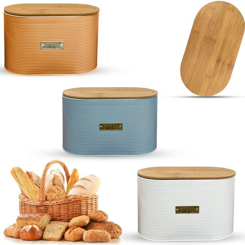 Oval bread bin with bamboo - bin,