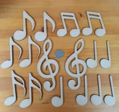 16x music notes wooden craft - wooden,