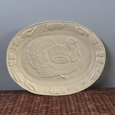 Beige Ceramic Turkey Platter