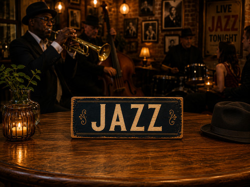 Jazz sign vintage style real - jazz,