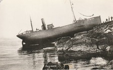 "Reginald" large boat wrecked  and ashore at the Scilly Isles 1902 photograph