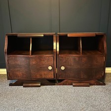 Rare 1930s French Art Deco Burr Walnut Bedside Cabinets