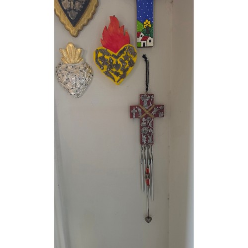 Mexican milagros wood cross - milagros,