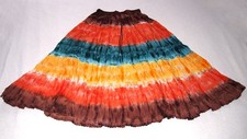 Autumn Indian Sunset Tie Dip Dye Long Skirt Gringo Boho Hippy 60s Gypsy Sz 14-16