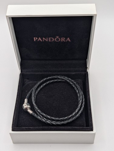 Pandora black braided leather - black,