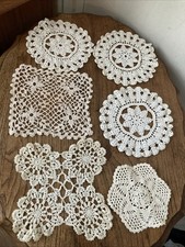 Vintage Handmade Crochet Doilies Mixed Bundle, Cottagecore Granny Chic x 6