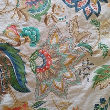 Osborne & Little *SAMODE* Linen Embroidered Fabric.  Aqua 1.2M x 13.6cm RRP £196