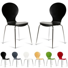 2 x Stacking Dining Chairs Keeler Chrome Cafe Style Grey Red Green White Black 