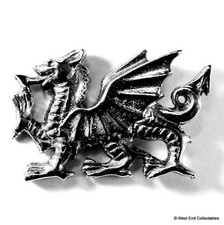 Welsh Dragon Pewter Pin Brooch Badge -UK Made- Wales Cymru Y Ddraig Goch