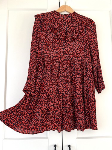 Zara red black leopard - black, print