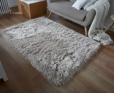 GLITZ SPARKLE SPARKLY SILVER GREY SILKY THICK EXTRA LONG PILE GLITTER SHAGGY RUG