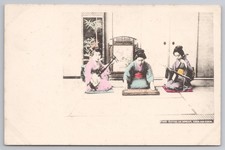 Hand-Coloured Japan Postcard Geisha Playing Shamisen Koto Kokyu Music c.1910
