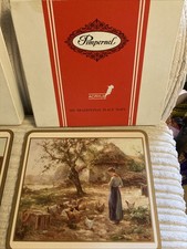 Vintage Pimpernel Place Mats Country Life Set of 6 Cork Backed. Retro Cottage