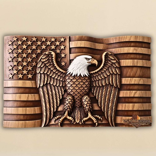 American bald eagle flag stl - american,