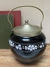Antique Vintage Biscuit Jar Barrel EPNS Black & White Florals Rialto Inspired