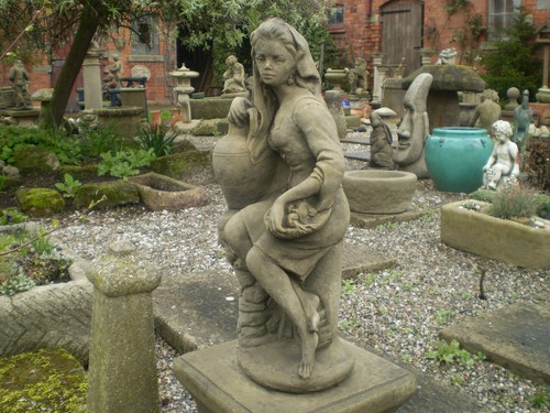 Stone garden lady - with, urn