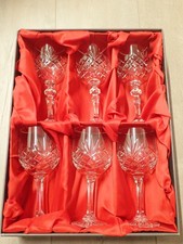 6 (2x3) x Vintage Bohemia Fine Lead Crystal Wine Glasses Goblets Cups