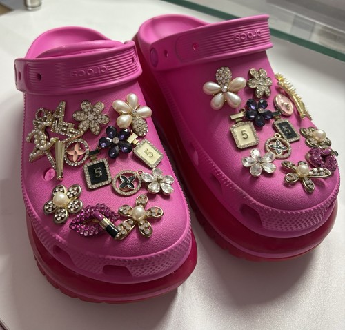 Hot pink platform crocs with - hot,