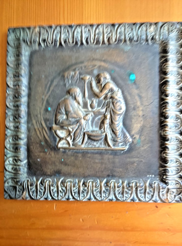 Antique cast bronze plaque - cast,