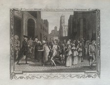 1782 Almsgiving Montreuil Paris France Original Antique Copper Plate Engraving