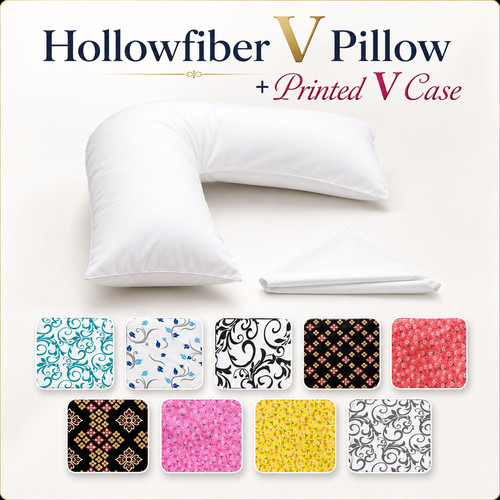 Shaped pillow with printed v - pillow,