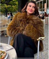 ZARA NEW WOMAN ZW COLLECTION FAUX FUR SHORT COAT MUSTARD Size XS-S REF:3833/241