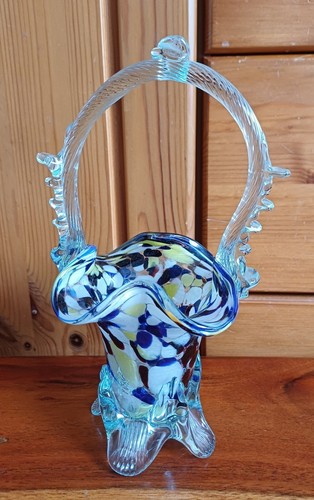 Murano style glass basket - glass,