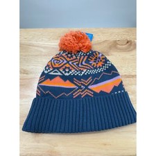 Columbia Unisex Palmer Peak Pom Lined Beanie - Blue & Orange Outdoor Winter Hat