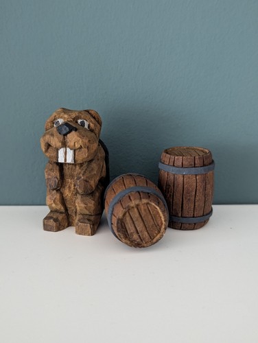 Hand carved wooden beaver - hand,