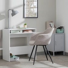 Habitat Kenora Office Desk  White Modern Minimalist Keyboard Shelf 