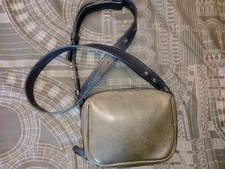 Hush Puppies Ladies Grey Leather Cross Body Bag Chunky Strap Zip Closure Small 