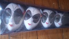 Set of 4 graduated Venetian Carnival Style Masks for wall hanging 