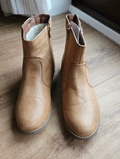 George Love Your Boots - Light Tan, Fleece Lined, Flat Ankle Boots -UK7/EU41
