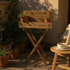 Vintage Wooden Butler Tray Set