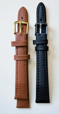 2x Ladies  Genuine Leather Watch Strap Band 14mm Black/Tan - Strong Straps