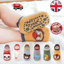 6 Pairs Kids Socks - Mix Colour Animal Non-Slip Cotton Ankle Socks
