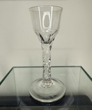 Antique 18th Century Bohemian Wine Glass Faceted Stem 14.2cm