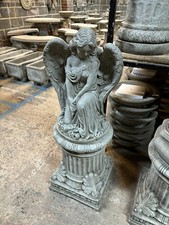 Beautiful Angel Statue with Pedestal ,large wings, concret stone garden ornament