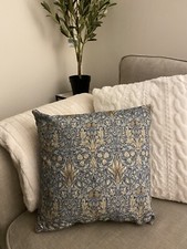 Classic William Morris Snakes Head Blue Cushion 16” X 16”