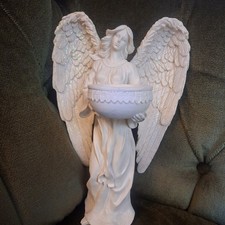 Standing Angel Tea Light Candle Holder Figurine Ethereal Memorial Resin 23cm