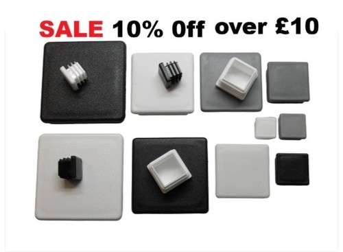 Square white plastic end caps - white,