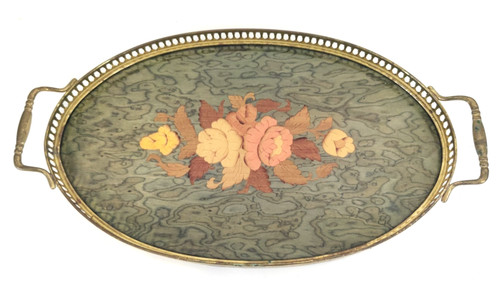 Vintage floral wood brass - &,